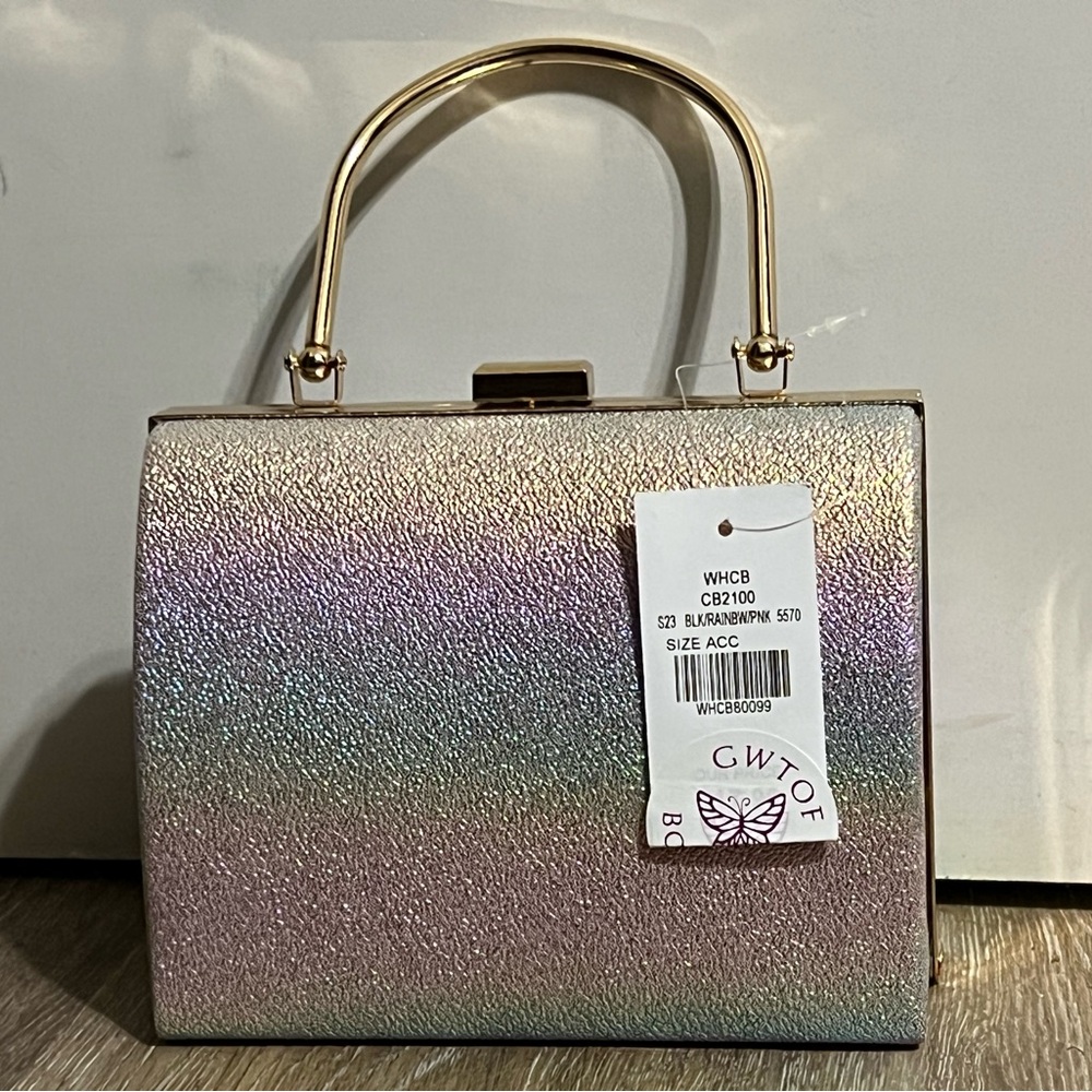 Small Rainbow Purse w/ Gold Handle
